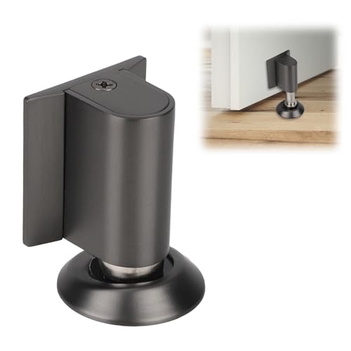 Magnetic Door Wedge Stopper, Heavy Duty No Drill Invisible Door Catch Holder with Screws & Adhesive Floor Mounted Wall & Doors Protector for Home Office (Gray) - color: Gray