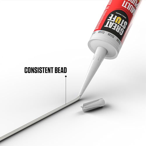 Great Stuff 100% Silicone Caulk - Clear RTV Silicone Sealant, All Purpose Sealant, Outdoor Caulking Weatherproof, Silicone Caulk Clear, Bathroom Caulk, Silicone Sealant, 10.1 oz