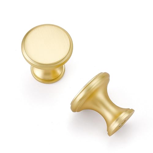Ravinte 10 Pack Brushed Brass Kitchen Cabinet Knobs, Solid Brass Pulls Zinc Handles Simple Drawer Cabinet Hardware for Cupboard Drawer Knobs - color: Brushed Brass