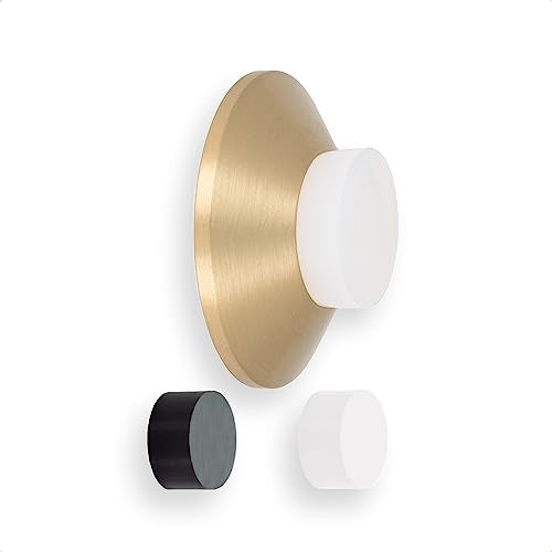 EVI Door Stoppers | Brass Door Handle Stopper - Adhesive and Screw Fastening - Protector Rubber - 1.77 x 0.66 Inch Door Stopper - color: Matte Brass, size: 1,77x0,66"