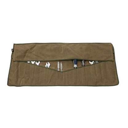 Super Tool Roll, Waxed Canvas Tool Pouch, Multi-Purpose Wrench Organizer, Waterproof Roll Up Tool Bag With 26 Pockets For Electrician, HVAC, Plumber, Carpenter or Mechanic,Large Socket Storage Case - style: 26 Pockets