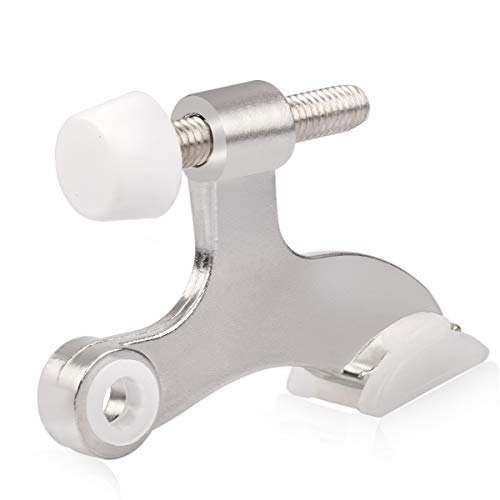 HOMOTEK 8 Pack Hinge Pin Satin Nickel Door Stopper,Adjustable Deluxe Heavy Duty Door Stopper 2-1/2"x1-3/4,with White Rubber Bumper Tips - color: Satin Nickel, size: 8 Pack