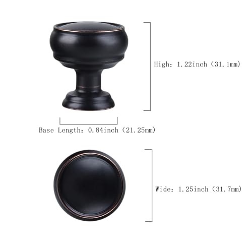 10 Pack Oil Rubbed Bronze Cabinet Knobs, 1-1/4 Inch Furniture Hardware Zinc Alloy Knob Cabinet Pulls, Modern Single Hole Hardware for Kitchen Cabinet, Dresser, Drawer - color: Oil Rubbed Bronze