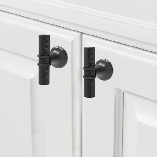 10 Pack Cabinet knurled Knobs Matte Black Kitchen Cabinet Knobs Aluminum and Zinc Alloy Drawer Pulls Solid Cabinet Hardware - color: Matte Black Knurled, size: Knobs