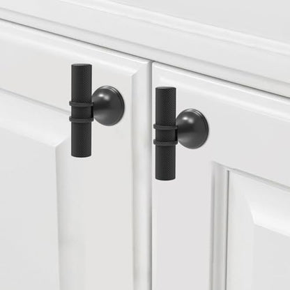 10 Pack Cabinet knurled Knobs Matte Black Kitchen Cabinet Knobs Aluminum and Zinc Alloy Drawer Pulls Solid Cabinet Hardware - color: Matte Black Knurled, size: Knobs