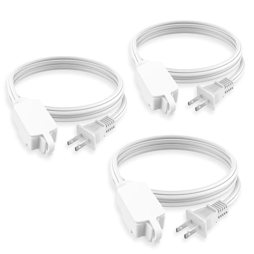 PLUGTUL Indoor Extension Cord 6 FT, 2 Prong White Extension Cord, 3 Polarized Outlets with Safety Cap Protect for Home Office, 16/2 SPT-2 ETL Listed, 3 Pack - color: White, size: 6FT
