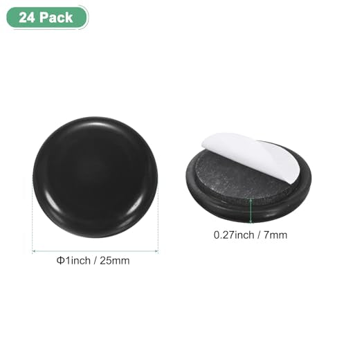 M METERXITY 24-Pack Furniture Sliders, 1" Diameter EVA Foam Felt Pad Self-Adhesive Mover Glides for Carpet/Chair/Tables, Furniture Round Pads Floor Protectors [Black] - size: 1"