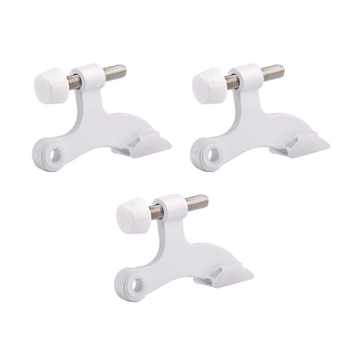 HOMOTEK 3 Pack Hinge Pin White Door Stopper,Adjustable Deluxe Heavy Duty Door Stopper 2-1/2"x1-3/4,with White Rubber Bumper Tips - color: White, size: 3 Pack