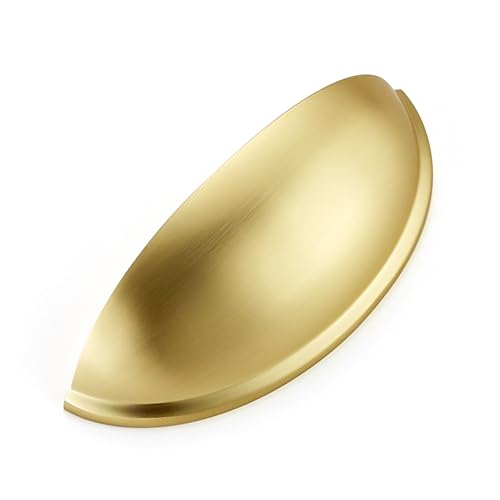 Ravinte 5 Pack 3" Drawer Pulls Brushed Brass Cabinet Cup Pulls Kitchen Hardware Cabinet Handles Drawer Handles Knobs 3 inch Hole Center - color: Brushed Brass