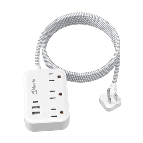 Flat Plug Power Strip with USB Ports, Flat Extension Cord 10 FT with 3 AC Outlets 3 USB Ports, Long Extension Cord Outlet Extender with No Surge Protector for Cruise Ship, Dorm Room Travel Essentials - size: 10FT