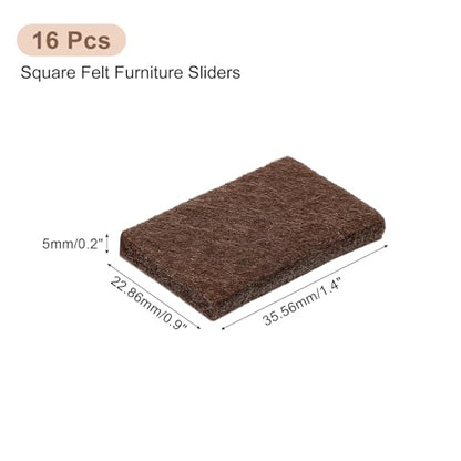uxcell Furniture Pads, 16Pcs 1.4"x0.9" - Rectangle Self Adhesive Felt Furniture Pads, Hardwood Floor Protectors for Furniture Feet Chairs Legs (Brown) - color: Brown