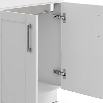 SIMPLIHOME Modern Wide Shaker All-in-One 28 inch Wide Utility Sink and Laundry Cabinet in Pure White Finish, Transitional Stainless Steel Sink Cabinet for Laundry Rooms with High-Arch Chrome Faucet - color: White, size: 28 Inch
