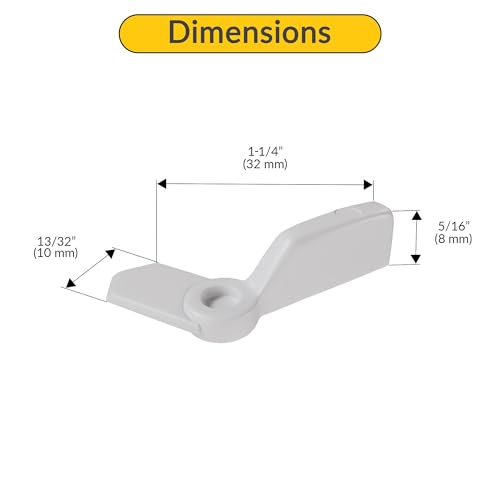 Brixwell Window Screen Pointer Swivel Latch,White Finish, Plastic Cam Action Latch, 1-1/4" Depth, 13/32" Width, 5/16" Height, for Holding Window Screens in Place-Pack of 25