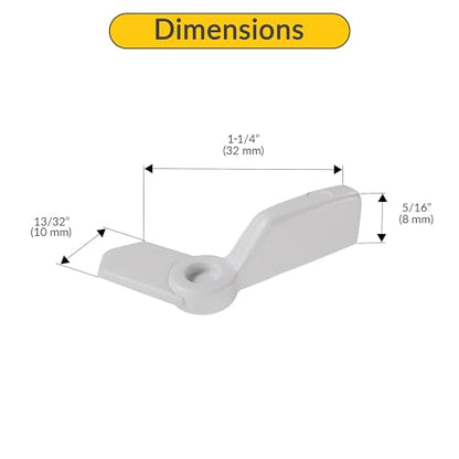 Brixwell Window Screen Pointer Swivel Latch,White Finish, Plastic Cam Action Latch, 1-1/4" Depth, 13/32" Width, 5/16" Height, for Holding Window Screens in Place-Pack of 25