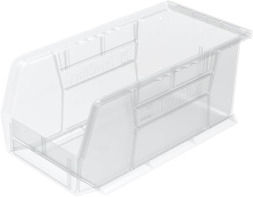 Akro-Mils 30230 AkroBins Plastic Storage Bins, Space-Saving Stackable Bins for Garage, Pantry, Craft Organization, 11" x 5" x 5", Clear, 12-Pack - color: Clear