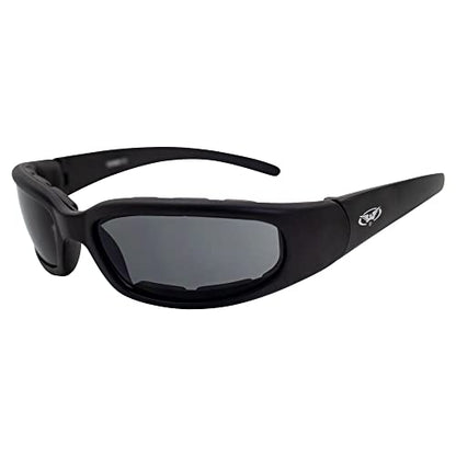 Global Vision Chicago Padded Riding Motorcycle Sunglasses For Men & Women Black w/Smoke Lens Safety - color: Smoke