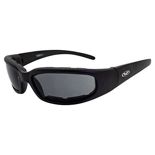 Global Vision Chicago Padded Riding Motorcycle Sunglasses For Men & Women Black w/Smoke Lens Safety - color: Smoke