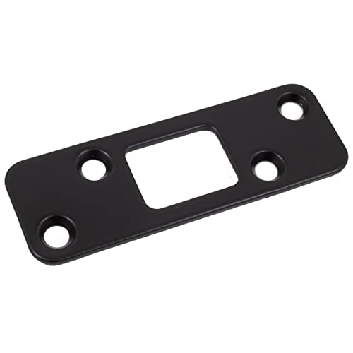Stone Harbor Hardware Round Corner Deadbolt Strike Plate, 1-1/4" x 3-5/8", 2-1/2" Center-to-Center, Matte Black - color: Matte Black