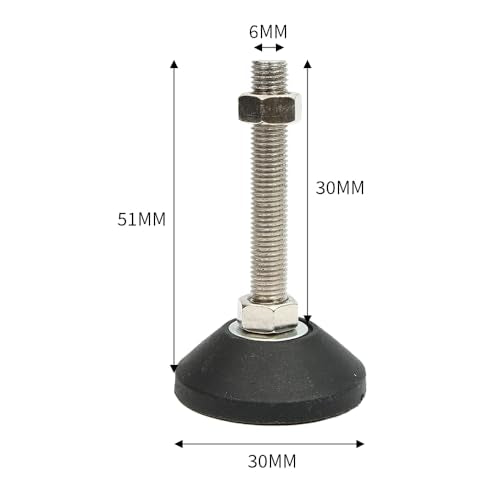 Furniture Leveling Feet, 4 pcs M6 Heavy Duty Height Adjuster Foot Feet Leveler Thread Size for Tables, Chair, Sofa, Workbench, Dresser, Bench, Cabinets(D30*M6*L30) - size: D30*M6*L30