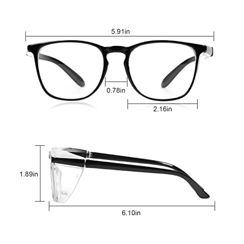 Stylish Safety Glasses Goggles for Women Girls Anti-fog Glasses Protective Eyewear Clear Glasses - color: 4 Pack: Blue+black+tortoise+clear