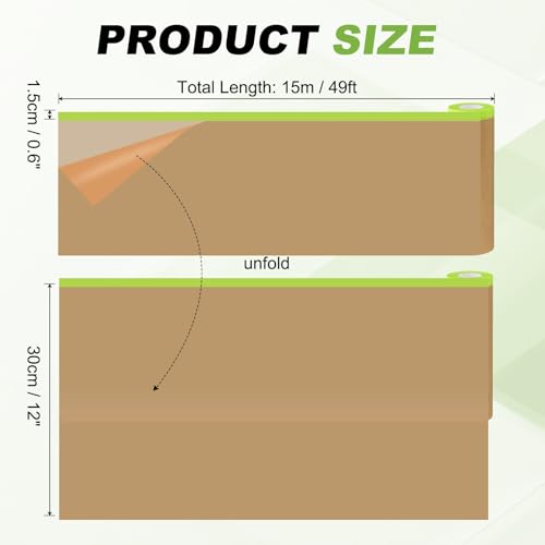 HARFINGTON Pre-Taped Masking Paper, 12" x 49 ft Paint Adhesive Protective Paper Painter Tape and Drape for Masking Auto Body Covering Wall Skirting Frames, Green - color: Green, size: 12 IN x 49 FT