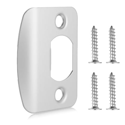 2Pcs Door Strike Plate Univeral 2-1/4 inch x 1-7/16 inch Door Latch Restorer Strike Plate Round Corner with Screws