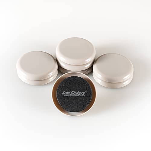 Super Sliders 2 1/2" Round Reusable Furniture Sliders- Easily Move Small to Medium Sized Items Across Carpet 8 Pack Beige