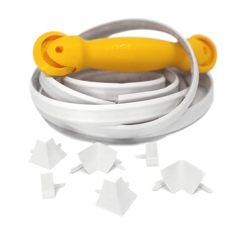 InstaTrim Flexible Self-Adhesive Trim Bundle with Applicator - Trim Caulking Kit with 10 ft White 1/2 in Wide Caulk Strip, 6 Corner and End Caps, and Applicator Tool, Water Resistant - color: White, size: 1/2 x 10 Project Kit