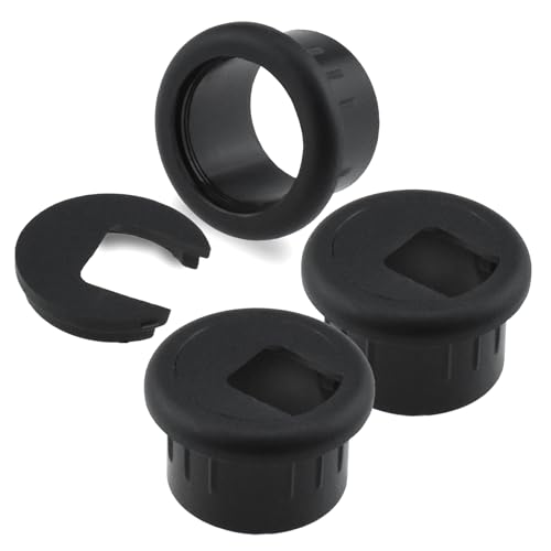 SDTC Tech 3-Pack 1 inch Desk Hole Wire Grommet Black Plastic Cable Cord Cover Organizers - color: 25mm, size: 3 Pack