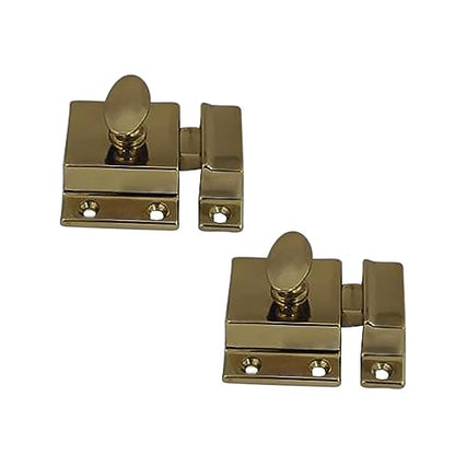 QCAA Traditional Large Oval Turn Cabinet Latch, Solid Brass, 2", for Cupboard & Other Furniture, Polished Brass, 2 Pack, Made in Taiwan - color: Polished Brass, size: 2 Pack