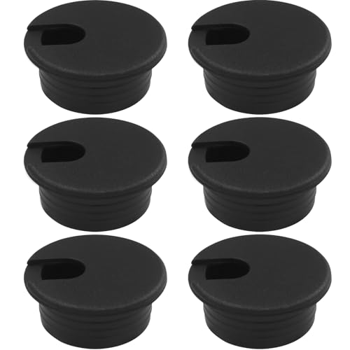 1-1/2 Inch (38mm) Black Desk Grommet, Plastic Cable Hole Cover Computer Table Cord Wire Organizer, Desktop Cord Management for Home Office/TV Stands Tabletops (6 Pack) - color: Black, size: 1-1/2 Inch
