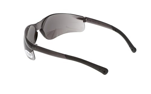 MCR Safety Crews BKH25G BearKat Magnifier Polycarbonate 2.5 Diopter Gray Lens Safety Glasses with Non-Slip Hybrid Black Temple Sleeve - color: Gray Lens, size: 2.5 Diopter