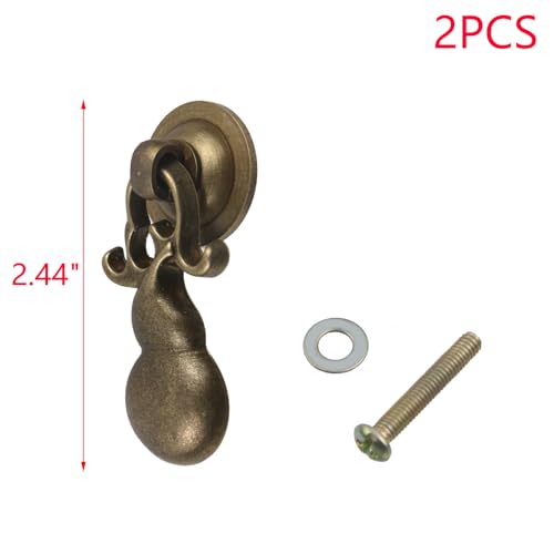MY MIRONEY 2PCS Antique Brass Pendant Ring Pulls Hardware Drop Ring Handles Knobs Gourd Shape Cabinet Drawer Pulls with Screws, Shabby Chic - style: Type J; Shabby Chic