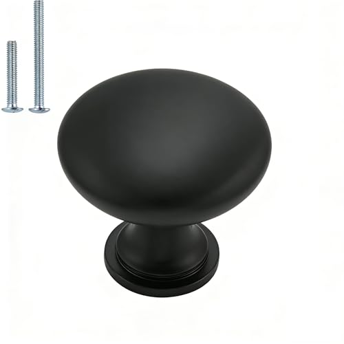homdiy 20 Pack Black Cabinet Knobs, Solid Zinc Alloy Drawer Knobs, Round Kitchen Cabinet Pulls for Bedroom Dresser, Cupboard, Drawers - color: Matte Black, size: 20 Pack