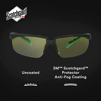 3M Safety Glasses, Solus 2000 Series, Scotchgard Anti-Fog Coating, Anti-Scratch, Amber Lens, Gray/Blue-Green Temples - color: Amber Lens, size: One size fits most