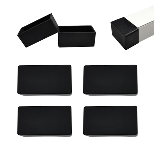 1"X 2" (25X 50 mm) Rectangular Chair Leg Caps, Silicone Chair Leg Floor Protectors, Flexible End Caps, Non-Slip Rubber Chair Feet Covers for Hardwood Floors, Tables & Patio Furniture,4PCS Black - size: 1"X2"(25x50 mm）