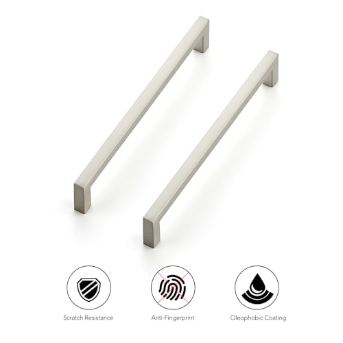 Ravinte 10 Pack Solid 6-1/4 Inch Center to Center Slim Square Bar Drawer Handles Cabinet Hardware - Brushed Nickel Kitchen Pulls - size: 6-1/4" Hole Center
