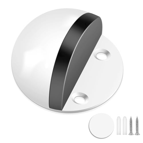 Adhesive Door Stopper No Drill Floor Door Stop Rubber Door Bumper Wall Protector, White - color: White, size: 1 Pack