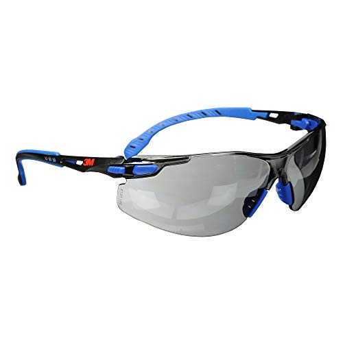 3M Safety Glasses, Solus 1000, S1102SGAF, ANSI Z87, Scotchgard Anti-Fog Gray Lens, Blue/Black Frame, UV Protection, Premium Eye Protection, Padded Temple, Soft Nosebridge - size: Single, style: Gray Lens, Blue/Black Frame