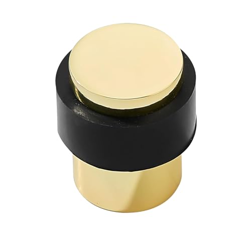 KHTUMEWARE 2 Pack 1-1/2 in Floor Door Stopper,Polished Brass Door Stop,Wall Protector Commercial Door Bumper Wedge Decorative Cylindrical Install Door stoppers on the Floor - color: Polished Brass, size: 1-1/2"
