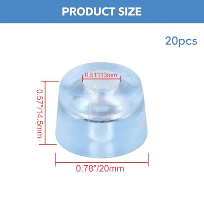 Transparent Screw Feet Rubber Pads Non Slip Non Skid Feet Pad for Furniture -Pack of 20 - color: Clear Round B