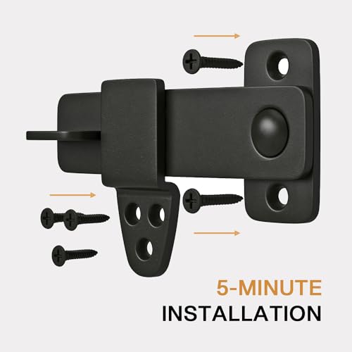Barn Door Latch - Shed Door Latch - Sliding Barn Door Latches and Catches - Barn Door Lock - Black Wrought Iron Rustic Flip Latch Hardware Kit for Double Doors, Garden Gate, Cabinet, Bar, Pantry