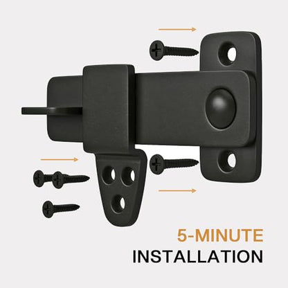 Barn Door Latch - Shed Door Latch - Sliding Barn Door Latches and Catches - Barn Door Lock - Black Wrought Iron Rustic Flip Latch Hardware Kit for Double Doors, Garden Gate, Cabinet, Bar, Pantry