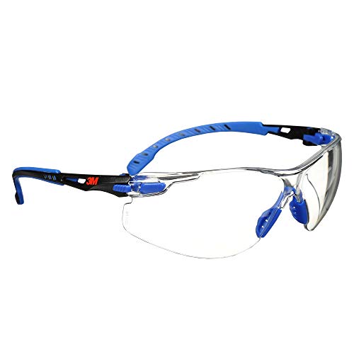3M Safety Glasses for Men and Women, Solus 1000 Series, ANSI Z87, Scotchgard Anti-Fog, Clear Lens, Low Profile, Blue/Black Frame - size: Single, style: Clear Lens, Blue/Black Frame