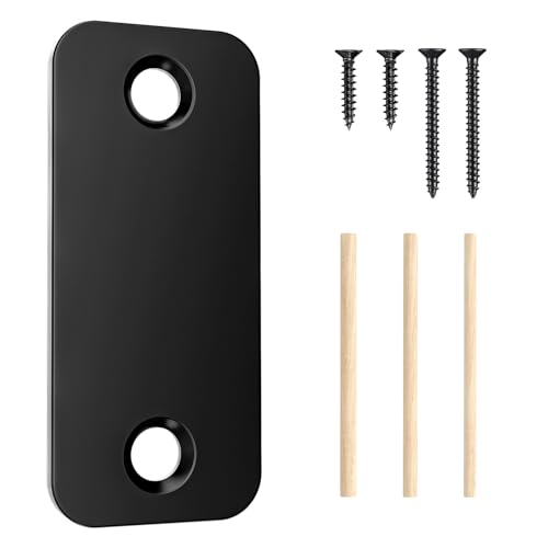 1" x 2-1/4" Door Hole Cover Plate, Stainless Steel Door Strike Filler Plate Latch Filler, Matte Black Deadbolt Cover Plate with Wood Dowel Strips (1 Pack) - color: Black, size: 1 Pack