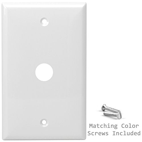 ENERLITES 1 Gang 0.406 Inch Hole Telephone/Cable Wall Cover, Fade Resistant Unbreakable Polycarbonate with Smooth Surface, 8661-W White - size: 1 Pack, style: Wall Plate