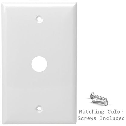 ENERLITES 1 Gang 0.406 Inch Hole Telephone/Cable Wall Cover, Fade Resistant Unbreakable Polycarbonate with Smooth Surface, 8661-W White - size: 1 Pack, style: Wall Plate