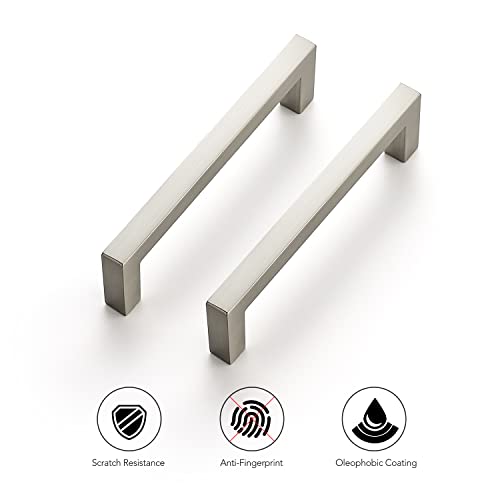 Ravinte 10 Pack Solid 3-3/4 Inch Center to Center Slim Square Bar Drawer Handles Cabinet Hardware - Brushed Nickel Kitchen Pulls - size: 3-3/4" Hole Center