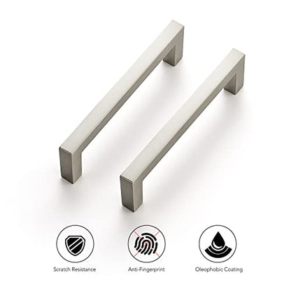 Ravinte 10 Pack Solid 3-3/4 Inch Center to Center Slim Square Bar Drawer Handles Cabinet Hardware - Brushed Nickel Kitchen Pulls - size: 3-3/4" Hole Center