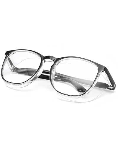 Stylish Safety Glasses Goggles for Women Girls Anti-fog Glasses Protective Eyewear Clear Glasses - color: 1 Pack: Black